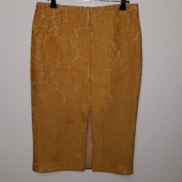 KEEPSAKE The Label Lace Mustard color Pencil Skirt medium weight - Picture 1 of 6